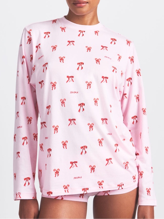 SKIMS Tops - Skims long sleeve relaxed fit boyfriend tee limited edition sz XL cozy chic NWT